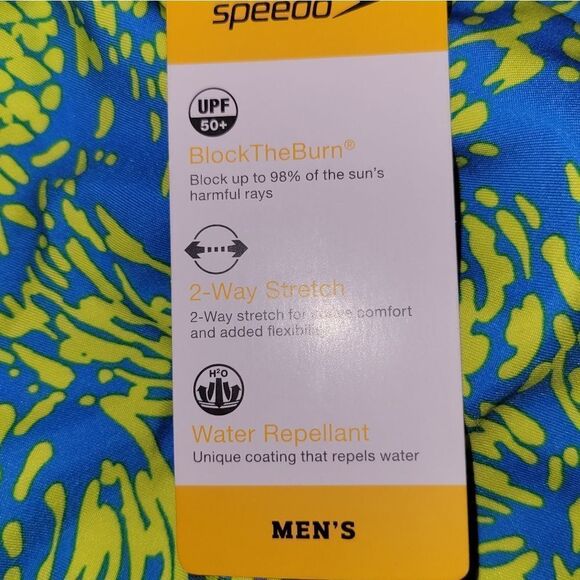 Speedo Men's Pineapple Swim Shorts/Trunks Size Small Blue/Green UPF 50+ - Picture 5 of 8